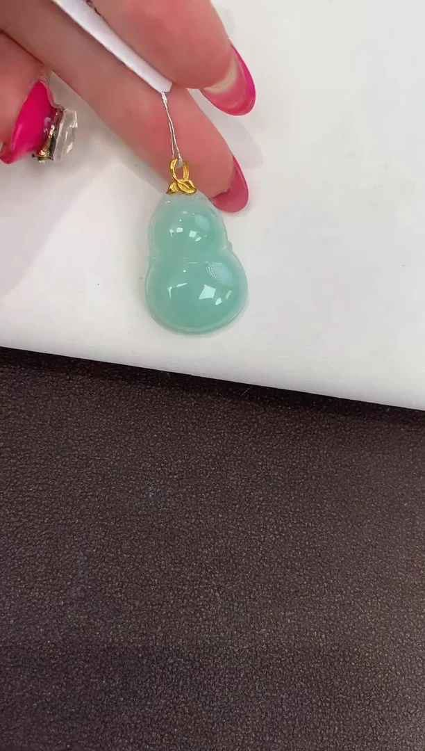 颈饰18K金镶嵌翡翠天然缅甸a货翡翠(多样性发其一