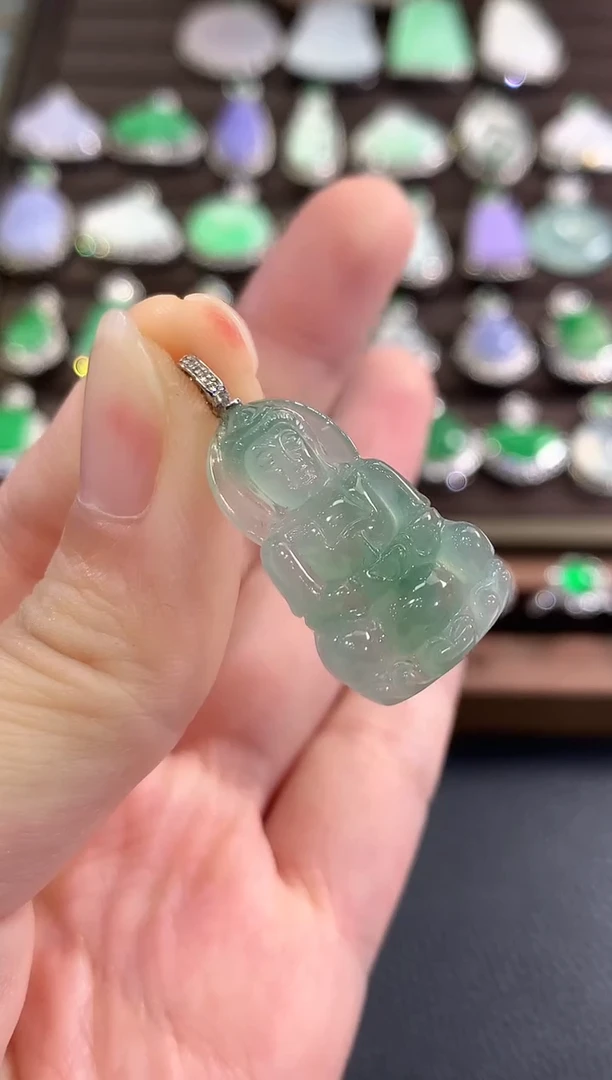 吊坠(不含链)18K金镶嵌翡翠b27 多样性一件发货