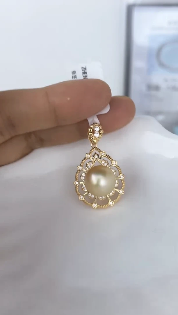 银S925镶嵌吊坠海水珍珠金珠 多样性发其一