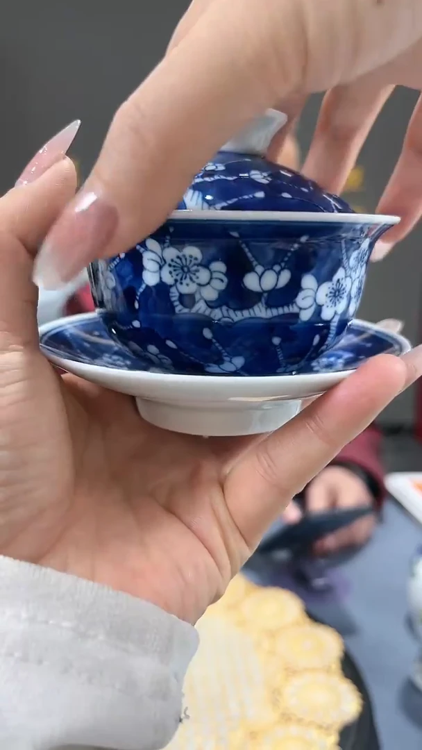 【闪购商品】官窑瓷画院431官窑瓷画院冰梅三才盖碗