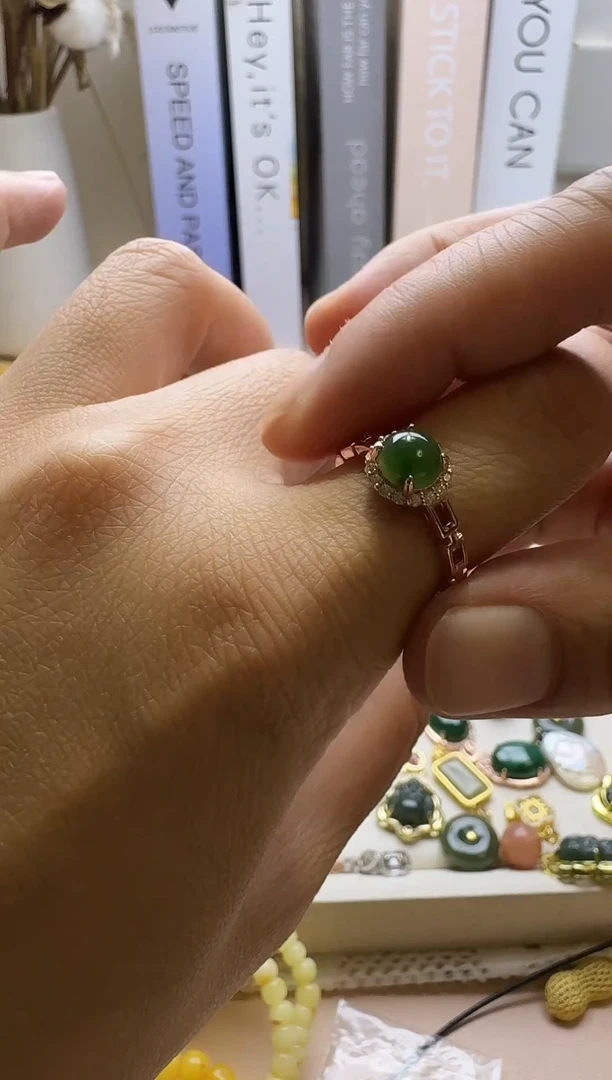 银S925镶嵌戒指和田玉银S925镶嵌 戒指 和田玉