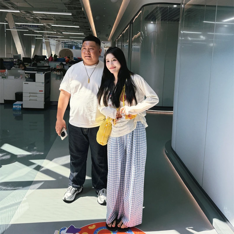 YPP!【蓝格子休闲裤】遛弯必备超舒服 休闲慵懒宽松遮肉显瘦格子裤