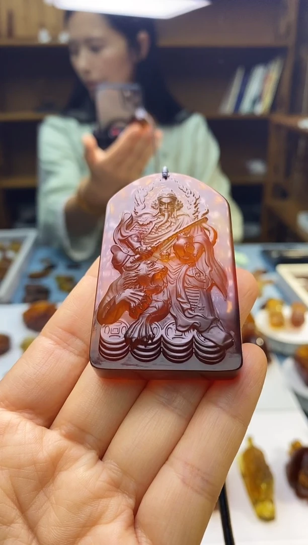 琥珀颈饰未镶嵌SN68-49（财神·赵公明）