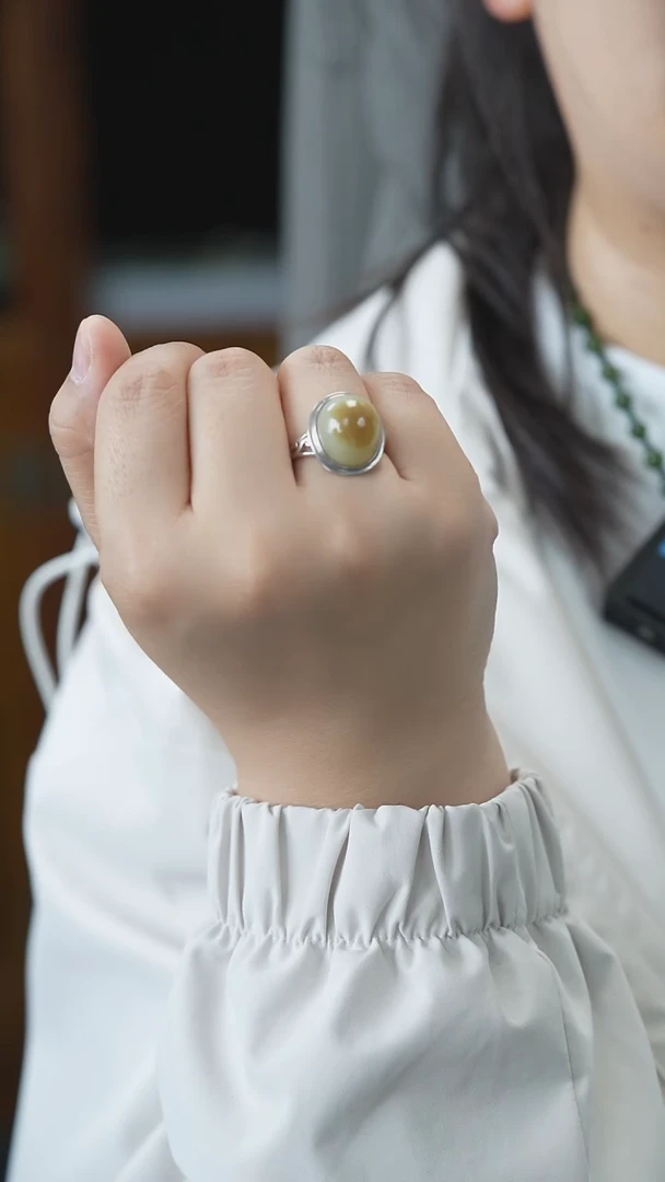 和田玉戒指银S925镶嵌戒指