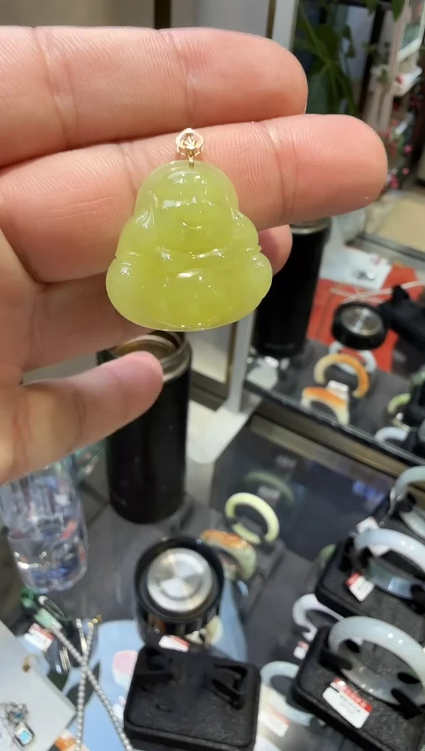 颈饰18K金镶嵌和田玉多样性发一