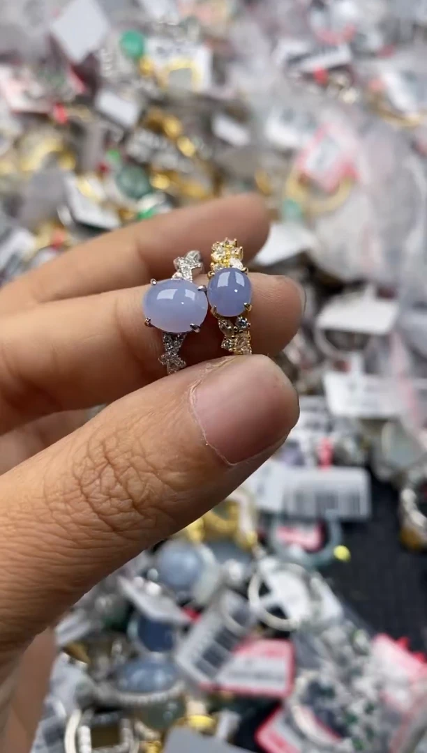 银S925镶嵌戒指翡翠7777---9