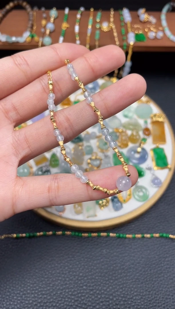 【闪购商品】翡翠套链18K金镶嵌一个  JK637