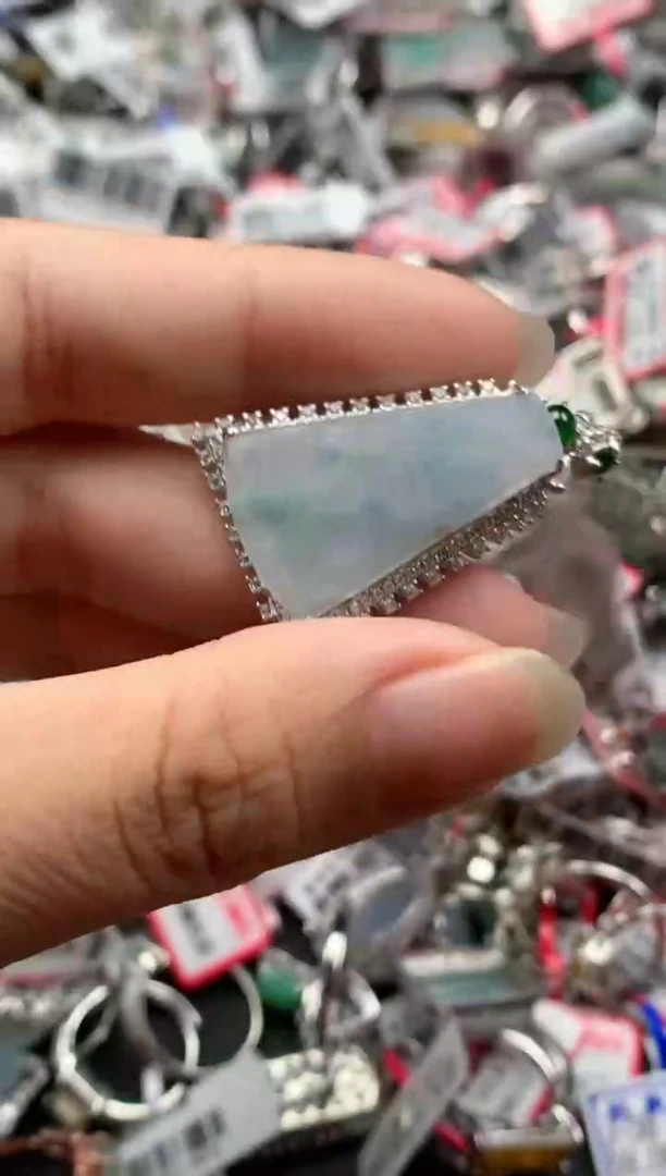 银S925镶嵌戒指翡翠天然A货缅甸翡翠