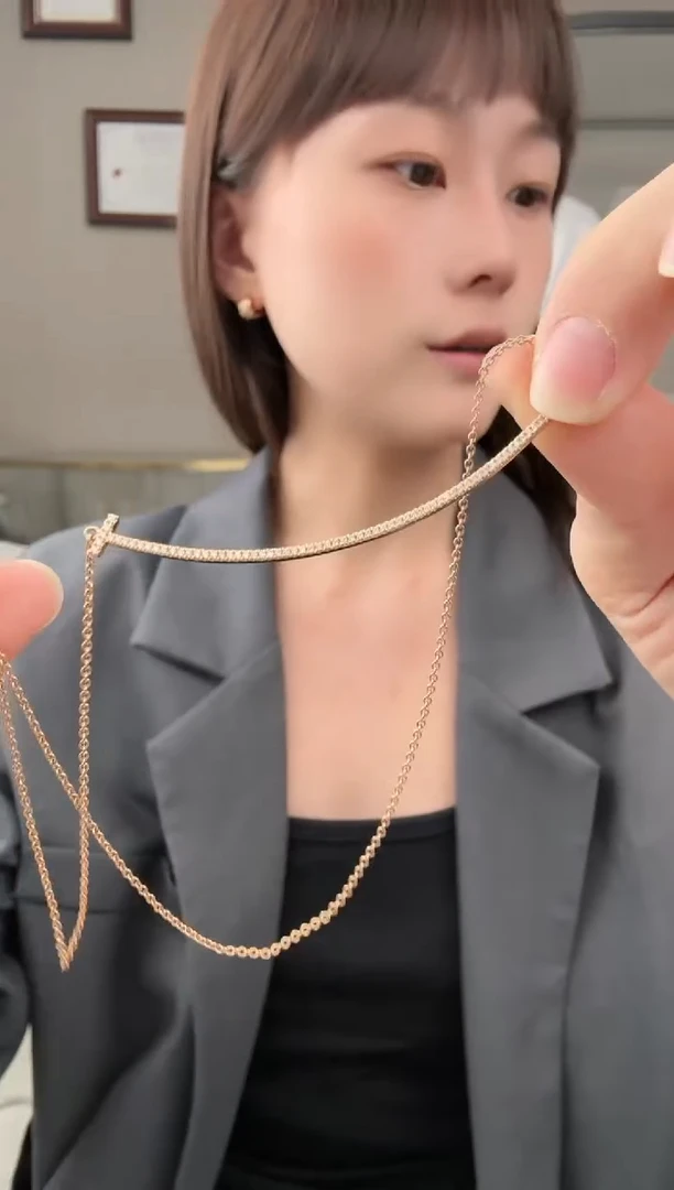 【闪购商品】钻石项链18K金镶嵌超大号微笑项链【4克多】