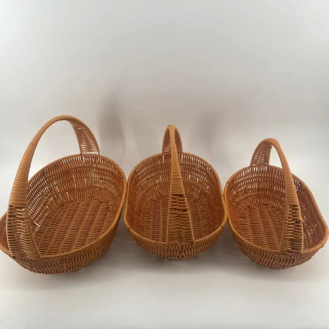 ZC5椭圆形加固收纳篮纯手工编织手拎三件套