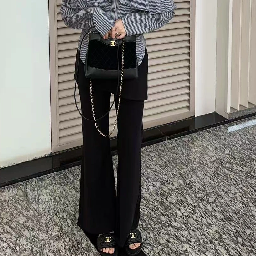 围裙微喇小黑裤