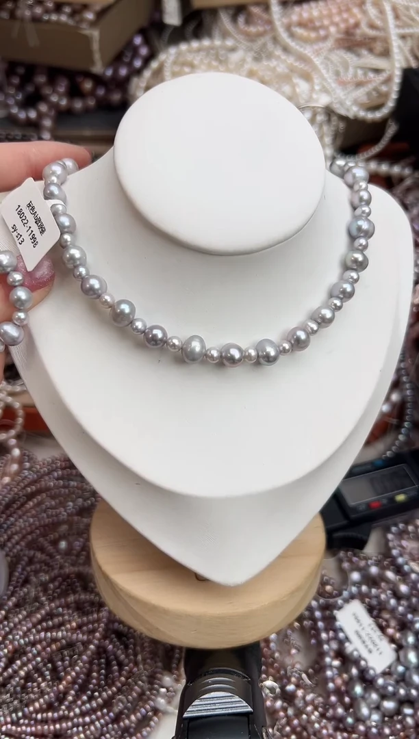 未镶嵌福利淡水珍珠无核*灰色强光珍珠项链多样性发一