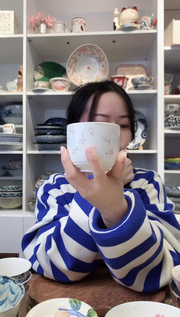 陶瓷【微瑕】粉色樱花蛋盅无盖