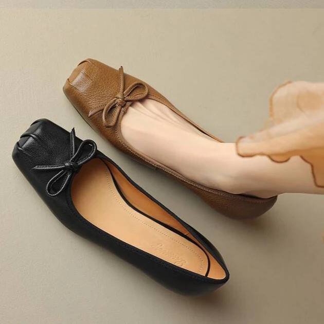 李大龙~羊皮3公分/文艺单鞋新中式粗跟方头低跟舒适百搭时尚6022