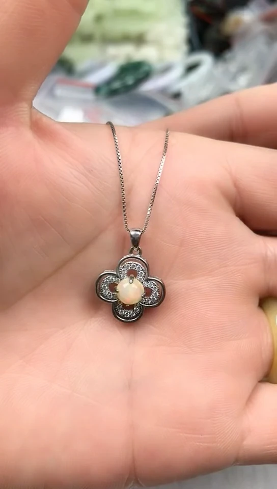 【闪购商品】欧泊手饰银S925镶嵌吊坠