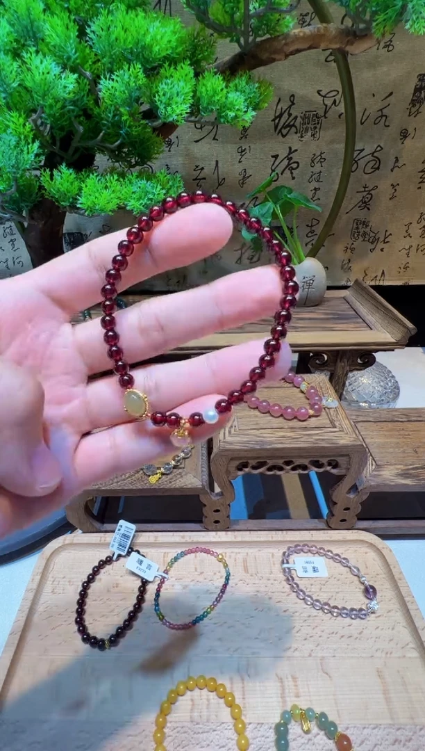 未镶嵌手串石榴石手饰@@