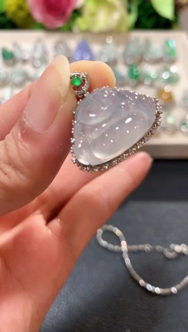 吊坠(不含链)18K金镶嵌翡翠n23