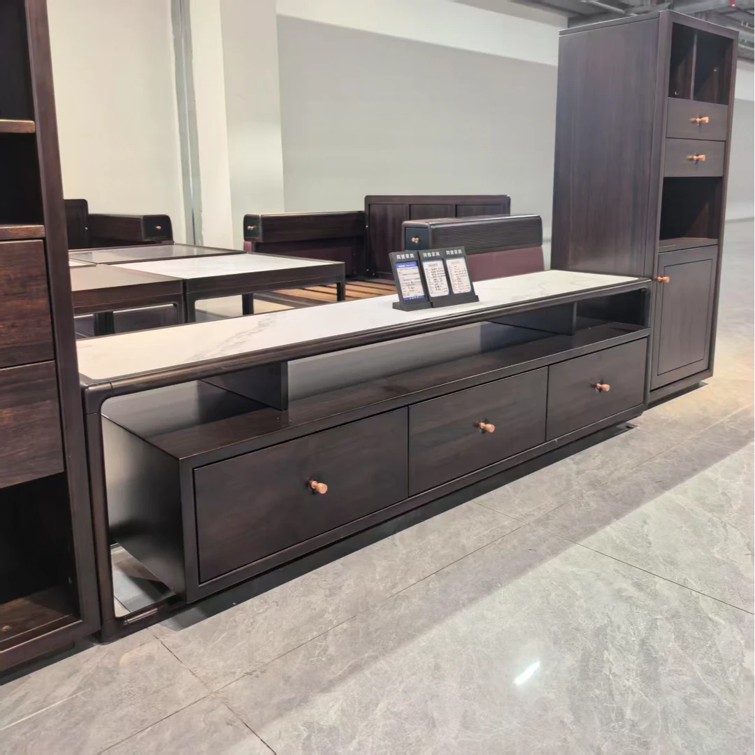 【品牌库存】1800*450*450（XY-D6）新中式黑檀全实木客厅厅柜电视柜