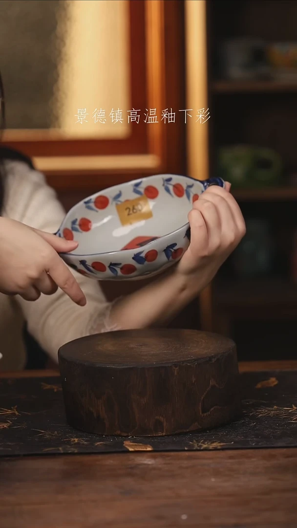 陶瓷 景德镇高温釉下手绘陶瓷@L260@