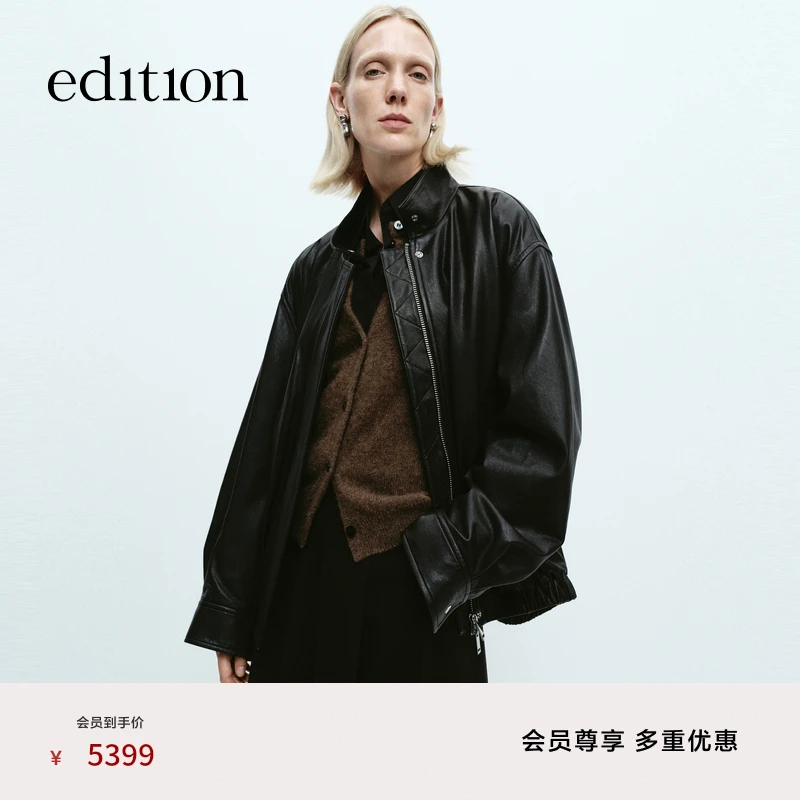 【商场同款】edition冬季款小羊皮拉链短款外套#EBD4LET001