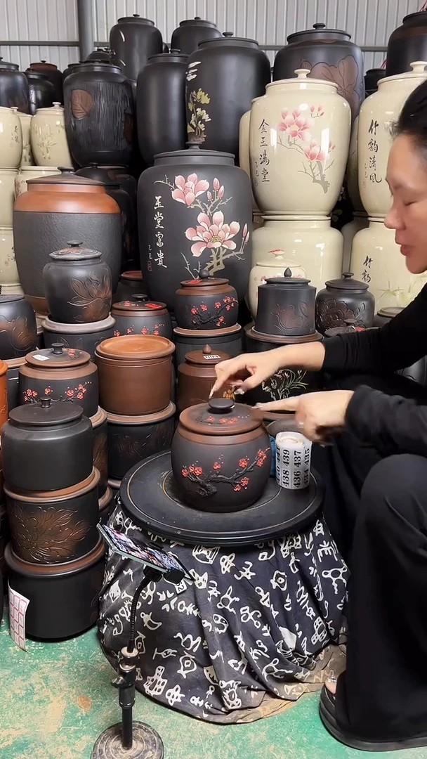 罐瑕疵茶叶罐 腰鼓 红梅  911