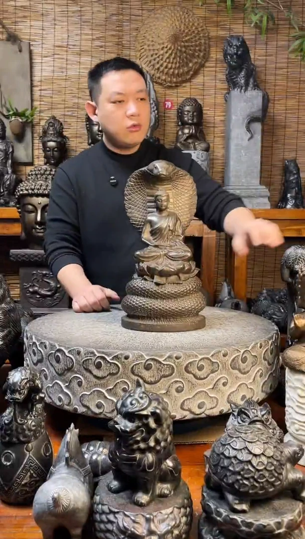 石材蛇佛天然青石雕刻