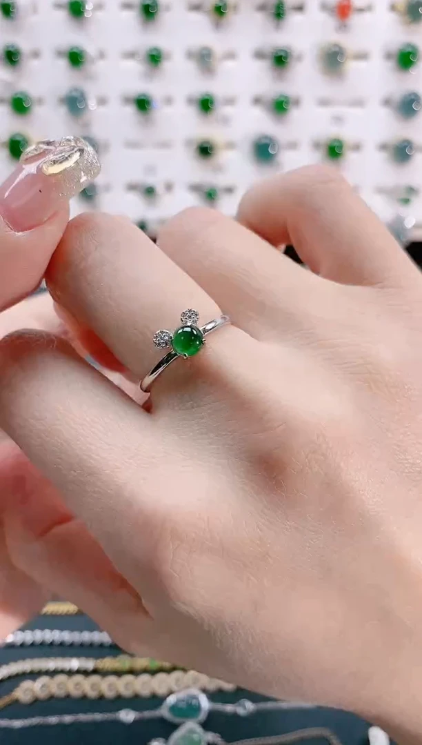 【闪购商品】翡翠戒指银S925镶嵌天然翡翠