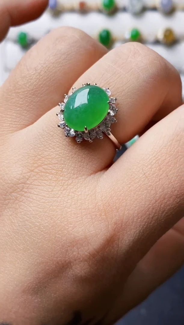 银S925镶嵌戒指翡翠1202