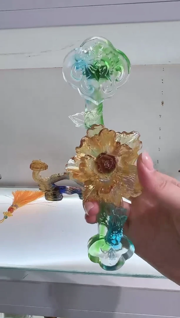 手工艺品琉璃古法琉璃富贵花开