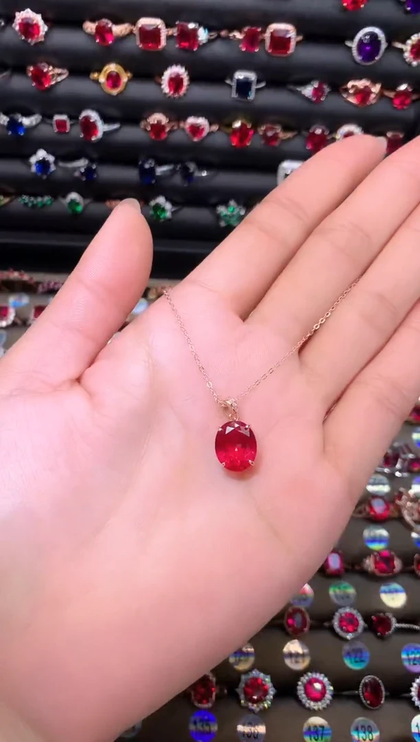 【闪购商品】红宝石吊坠(赠链)银S925镶嵌1012玫瑰金