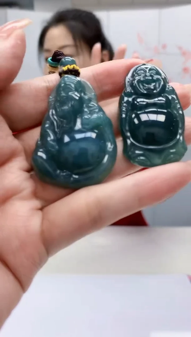 【闪购商品】定制翡翠未镶嵌4902MM-毛货两件挂件94