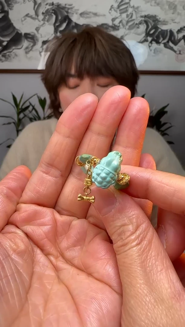 【闪购商品】绿松石戒指18K金镶嵌时尚百搭A1626