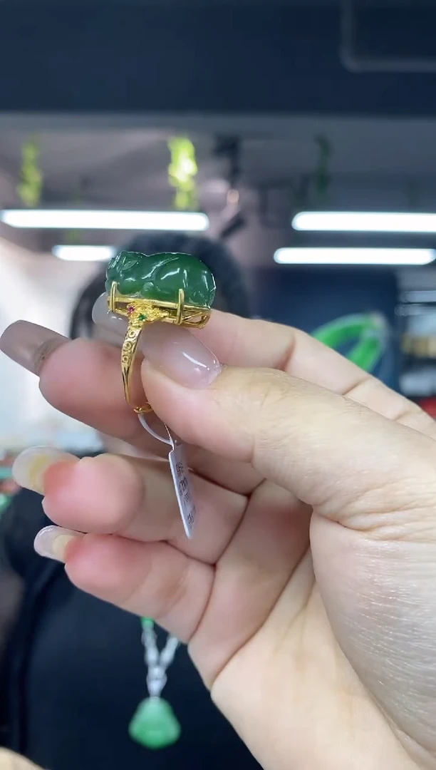 和田玉戒指银S925镶嵌多样性发其一颜色微差