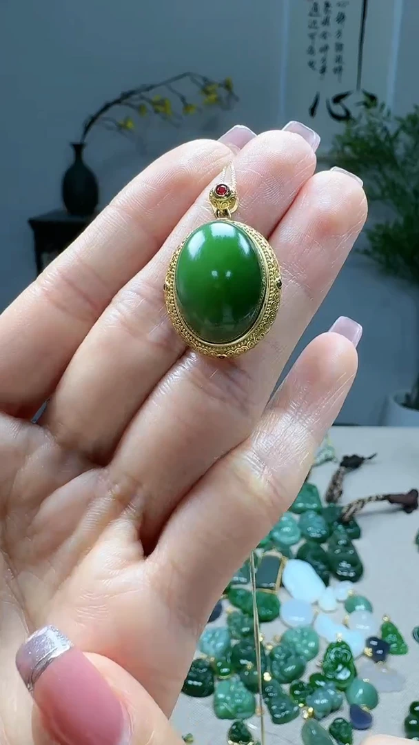 吊坠(不含链)银S925镶嵌和田玉1