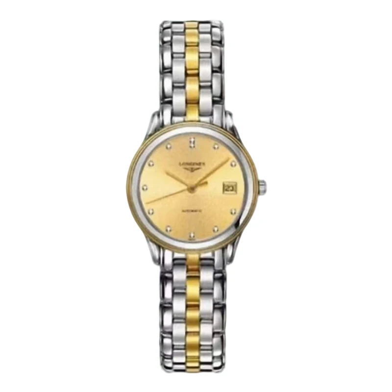 99新 Longines/浪琴 仁智女表/军旗全套/26MM自动机械/金色钻刻