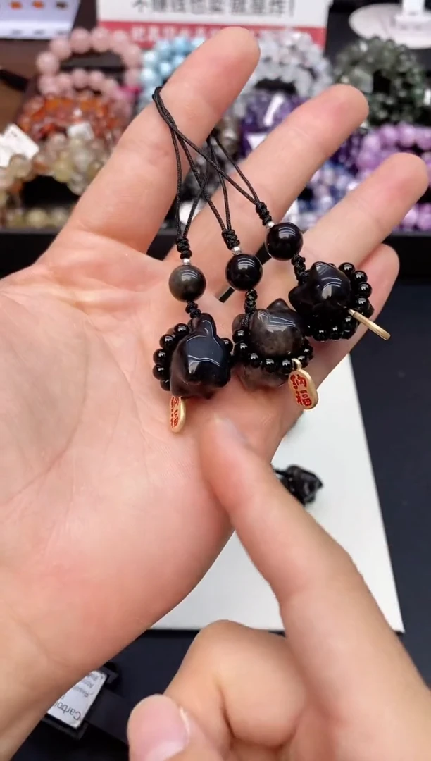 水晶手串未镶嵌17银耀石小猫