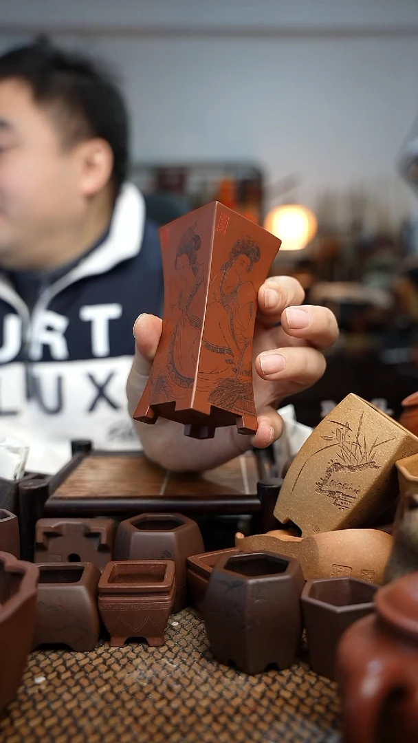 紫砂花盆开*長木軒精品紫砂