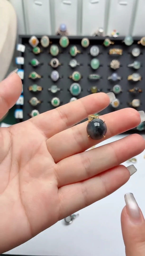 银S925镶嵌戒指翡翠.