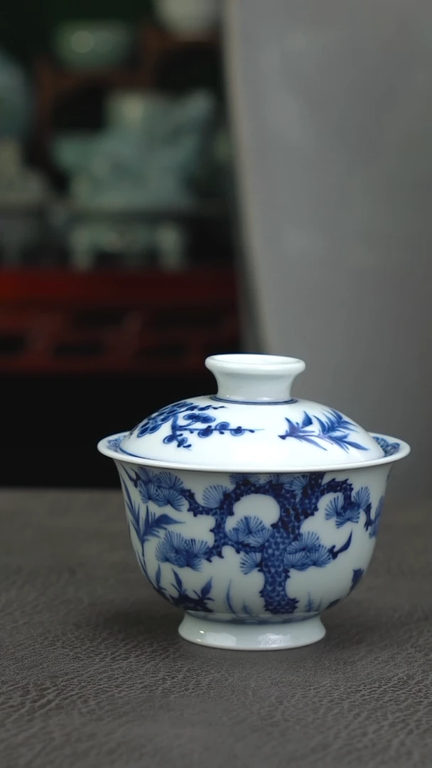 纯手青花盖碗   110cc精品-二