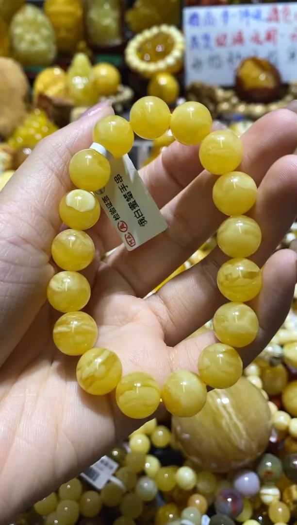 裸石蜜蜡未镶嵌虎皮细纹手串