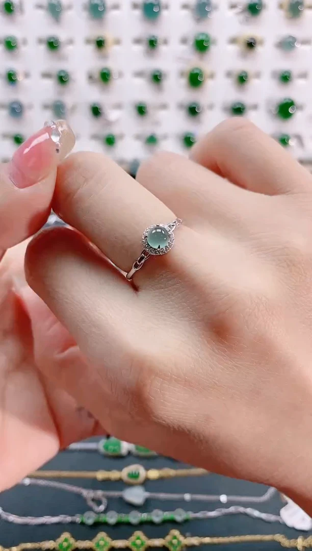 【闪购商品】翡翠戒指银S925镶嵌天然翡翠