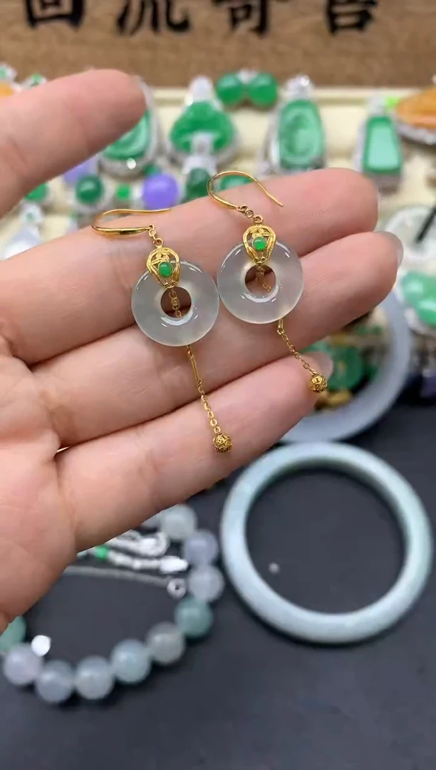 【闪购商品】翡翠耳饰18K金镶嵌295-中国好珍宝