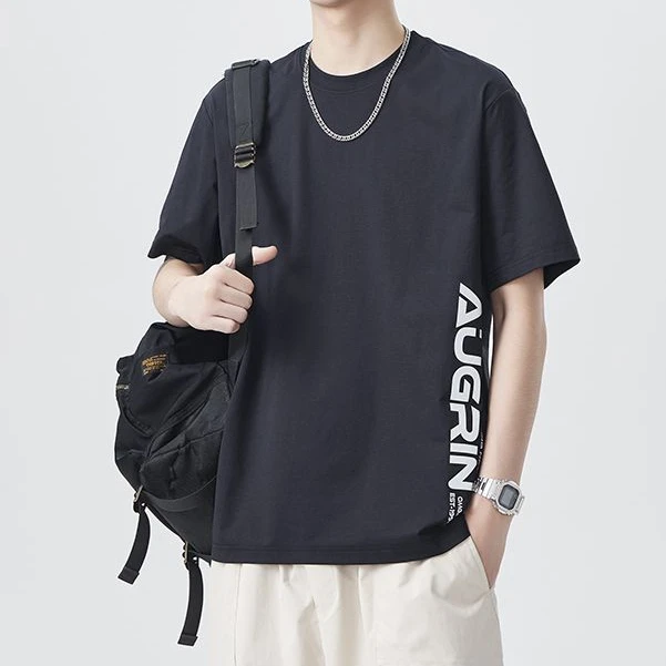 2025年新款简约冰丝凉感速干160g夏季宽松质感字母印花潮流T恤