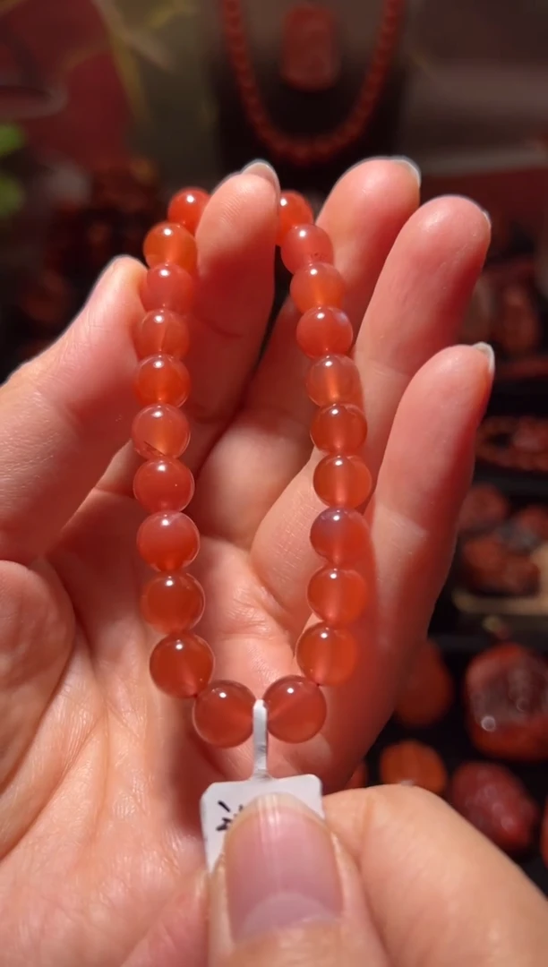 未镶嵌手链南红玛瑙8mm冰红