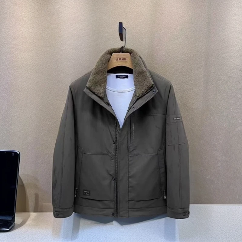 彪博冬季短款男款休闲百搭保暖羽绒服时尚高端翻领羽绒夹克外套帅