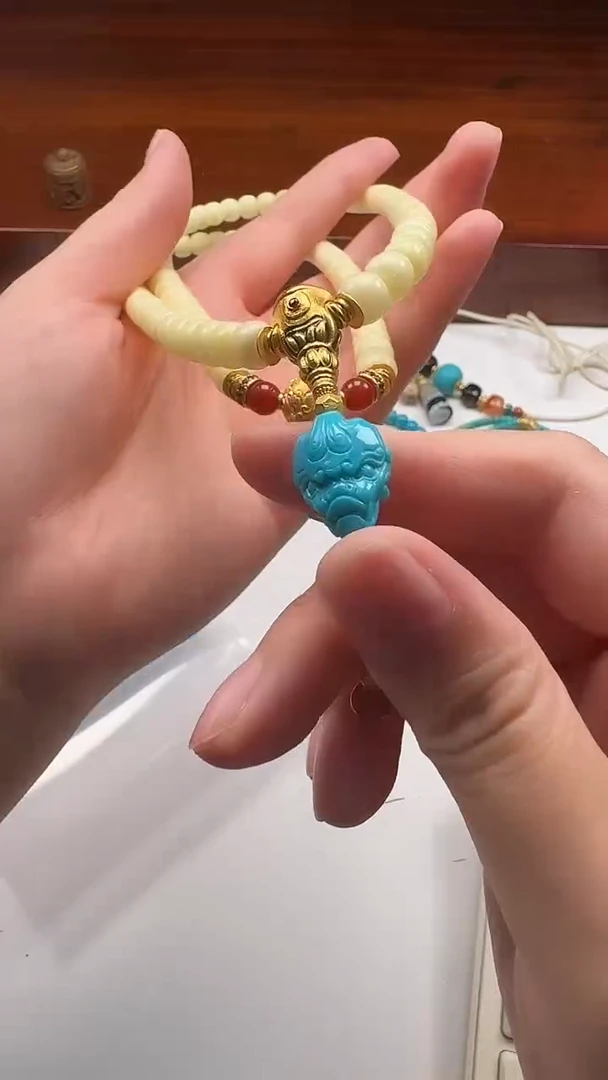 裸石蜜蜡18K金镶嵌孟**~手串手串