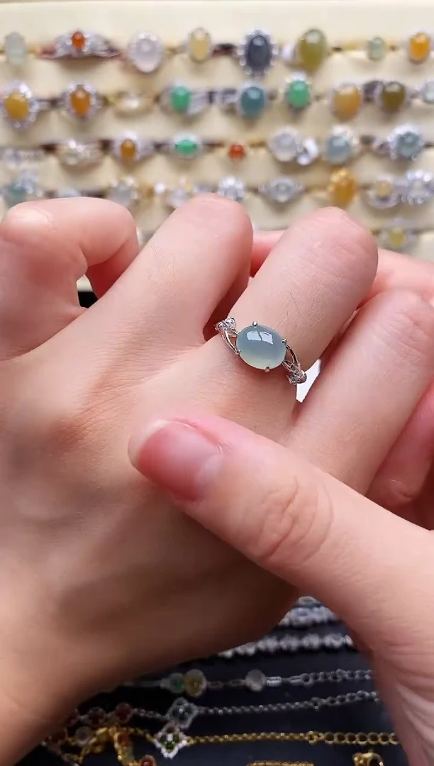 翡翠戒指银S925镶嵌1111111111+5