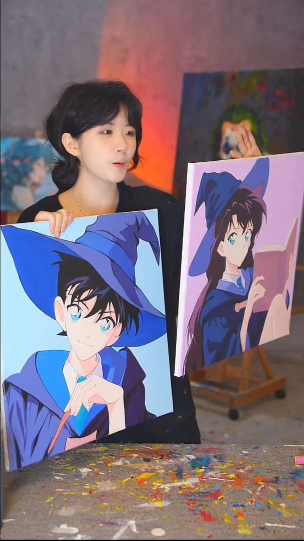 油画幸**莉新兰魔法师款丙烯画纯手绘