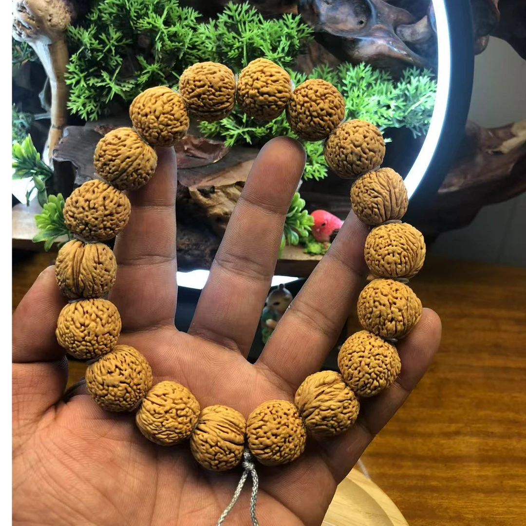 野生桃核手持  蚂蚁纹苹果圆念珠 2.0