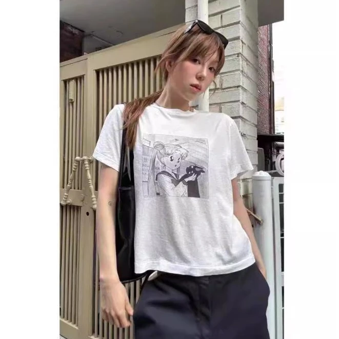 泡菜 jane birkin 2025新款卡通美少女短袖T恤